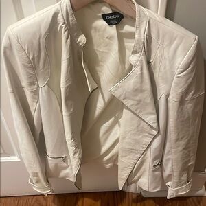Bebe White Leather Jacket Tailored Elegance